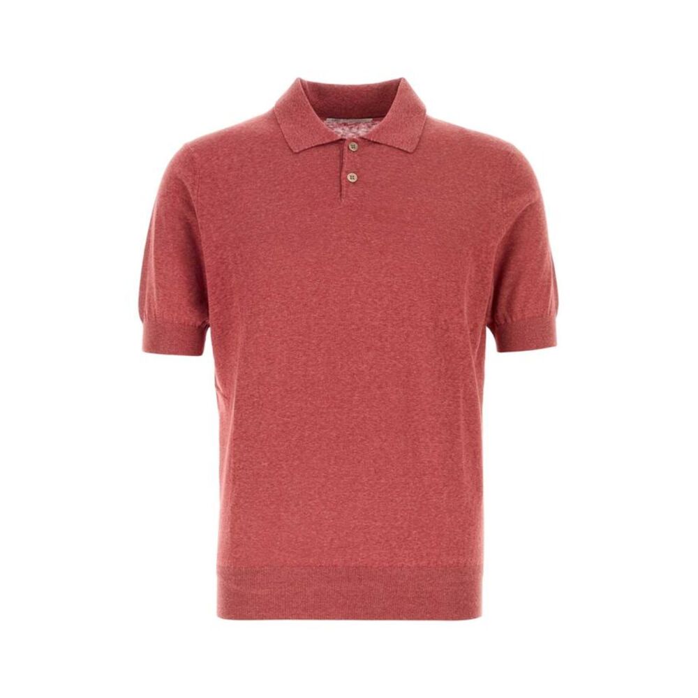 Brunello Cucinelli Men Fuchsia Linen Blend Polo Shirt
